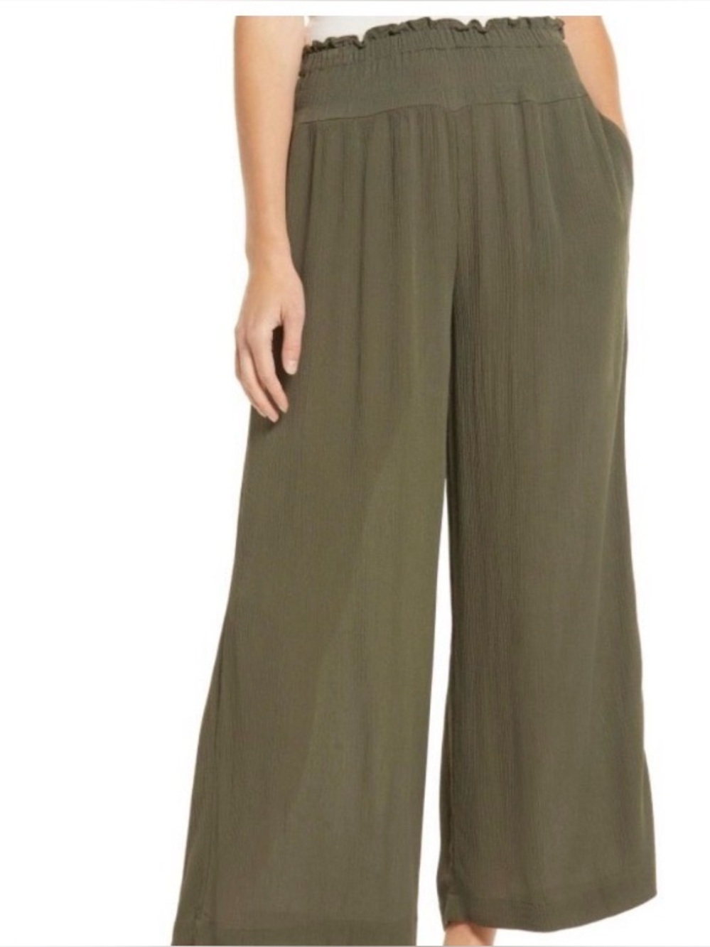 1. 1 State Troop Gauze Pull on Wide Leg Palazzo Pants Crinkle Rayon X-Large XL